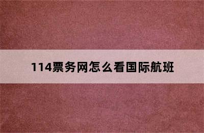 114票务网怎么看国际航班