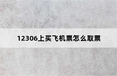 12306上买飞机票怎么取票