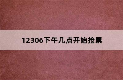 12306下午几点开始抢票