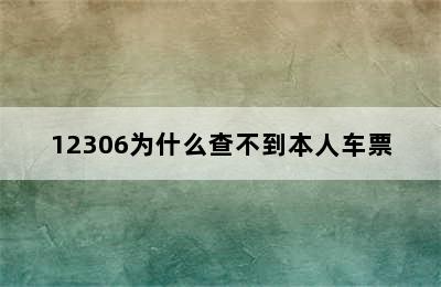 12306为什么查不到本人车票