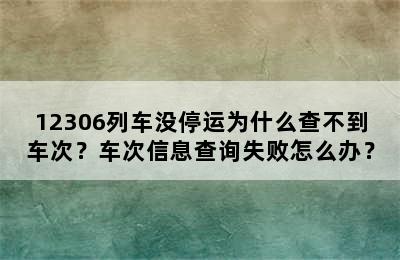 12306列车没停运为什么查不到车次？车次信息查询失败怎么办？