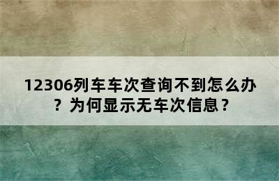 12306列车车次查询不到怎么办？为何显示无车次信息？