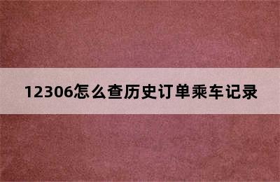 12306怎么查历史订单乘车记录