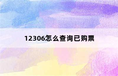 12306怎么查询已购票