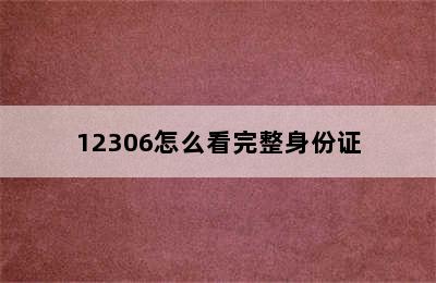 12306怎么看完整身份证