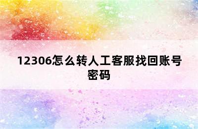 12306怎么转人工客服找回账号密码