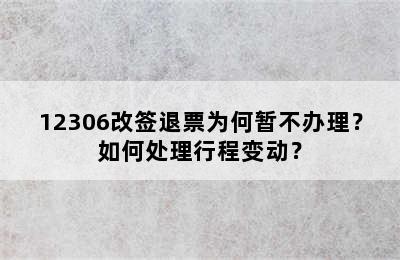 12306改签退票为何暂不办理？如何处理行程变动？