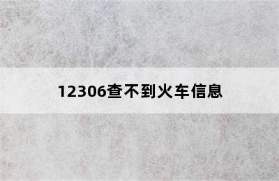 12306查不到火车信息