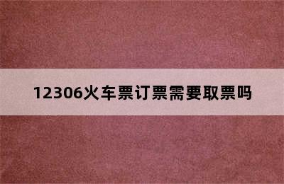 12306火车票订票需要取票吗