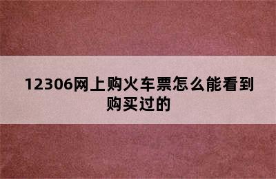 12306网上购火车票怎么能看到购买过的