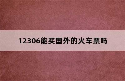 12306能买国外的火车票吗