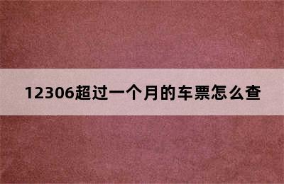 12306超过一个月的车票怎么查