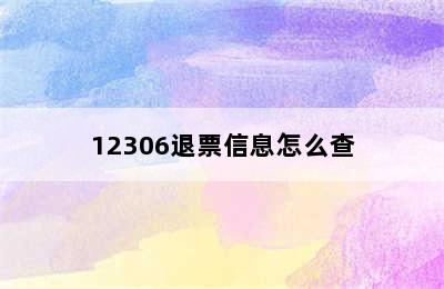 12306退票信息怎么查