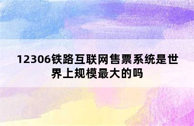 12306铁路互联网售票系统是世界上规模最大的吗