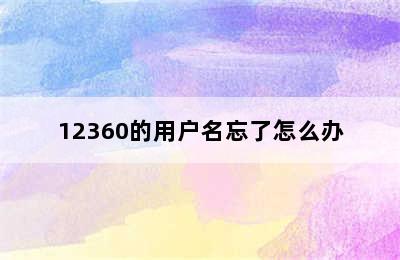 12360的用户名忘了怎么办