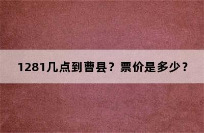 1281几点到曹县？票价是多少？