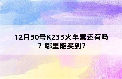 12月30号K233火车票还有吗？哪里能买到？