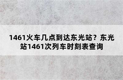 1461火车几点到达东光站？东光站1461次列车时刻表查询