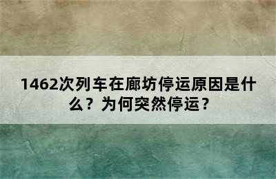 1462次列车在廊坊停运原因是什么？为何突然停运？