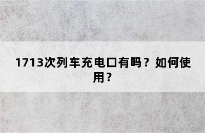 1713次列车充电口有吗？如何使用？