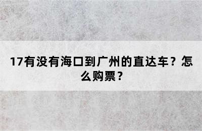 17有没有海口到广州的直达车？怎么购票？