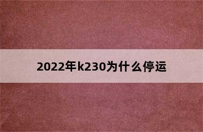 2022年k230为什么停运