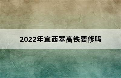 2022年宜西攀高铁要修吗