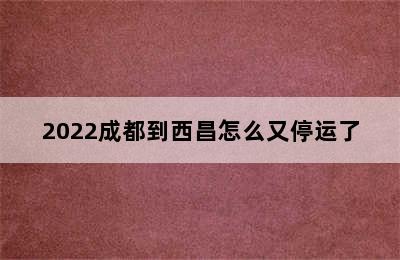 2022成都到西昌怎么又停运了