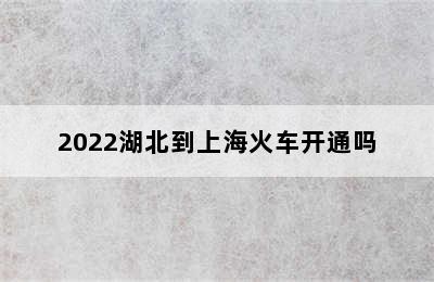 2022湖北到上海火车开通吗