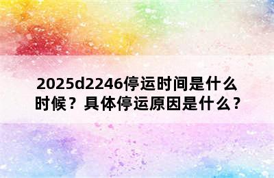2025d2246停运时间是什么时候？具体停运原因是什么？