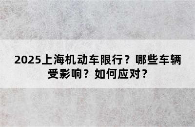 2025上海机动车限行？哪些车辆受影响？如何应对？
