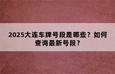 2025大连车牌号段是哪些？如何查询最新号段？