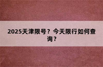 2025天津限号？今天限行如何查询？