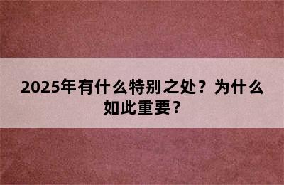 2025年有什么特别之处？为什么如此重要？