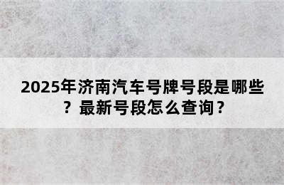2025年济南汽车号牌号段是哪些？最新号段怎么查询？
