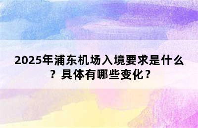 2025年浦东机场入境要求是什么？具体有哪些变化？