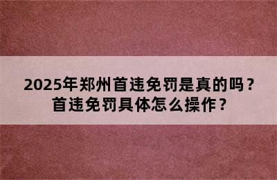 2025年郑州首违免罚是真的吗？首违免罚具体怎么操作？