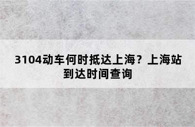 3104动车何时抵达上海？上海站到达时间查询