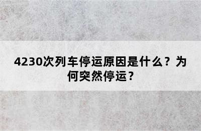 4230次列车停运原因是什么？为何突然停运？