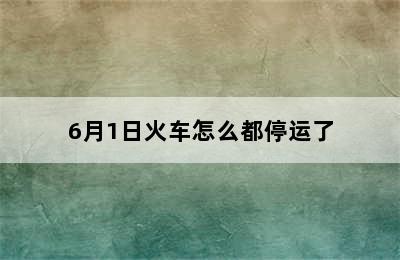 6月1日火车怎么都停运了