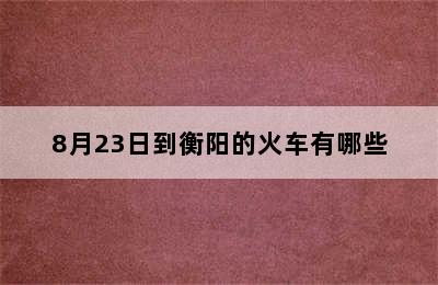 8月23日到衡阳的火车有哪些