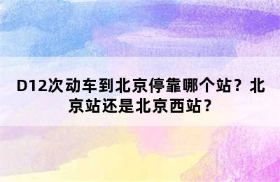 D12次动车到北京停靠哪个站？北京站还是北京西站？