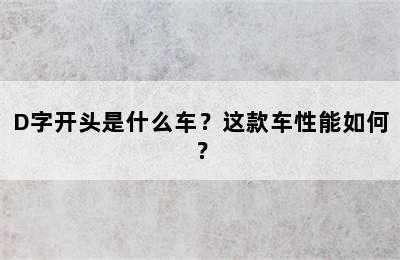 D字开头是什么车？这款车性能如何？