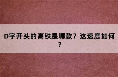 D字开头的高铁是哪款？这速度如何？