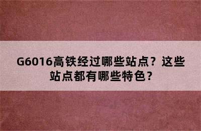 G6016高铁经过哪些站点？这些站点都有哪些特色？