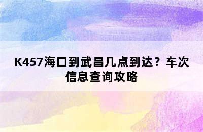 K457海口到武昌几点到达？车次信息查询攻略