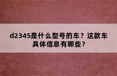 d2345是什么型号的车？这款车具体信息有哪些？