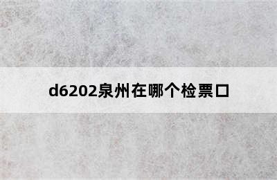 d6202泉州在哪个检票口