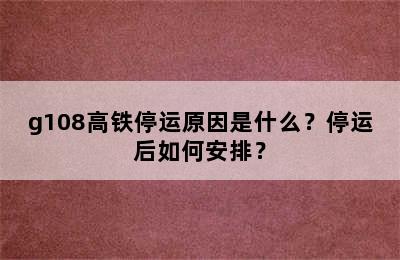 g108高铁停运原因是什么？停运后如何安排？