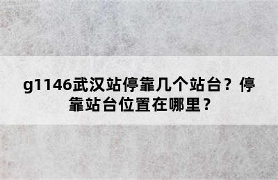 g1146武汉站停靠几个站台？停靠站台位置在哪里？